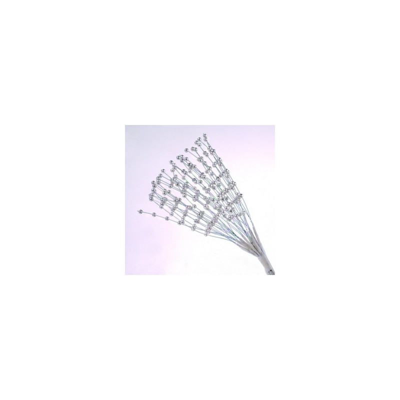 Panicules Perlées blanches, imitation pistils, Décoration Embellissement (12 tiges,  18 cm)