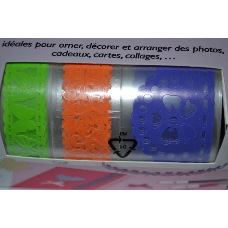 Ruban  adhésif Masking Tape - Fabric tape Dentelles de Papier plastifié - "Papillons" Vintage  (Set 3 rubans PAPIER)