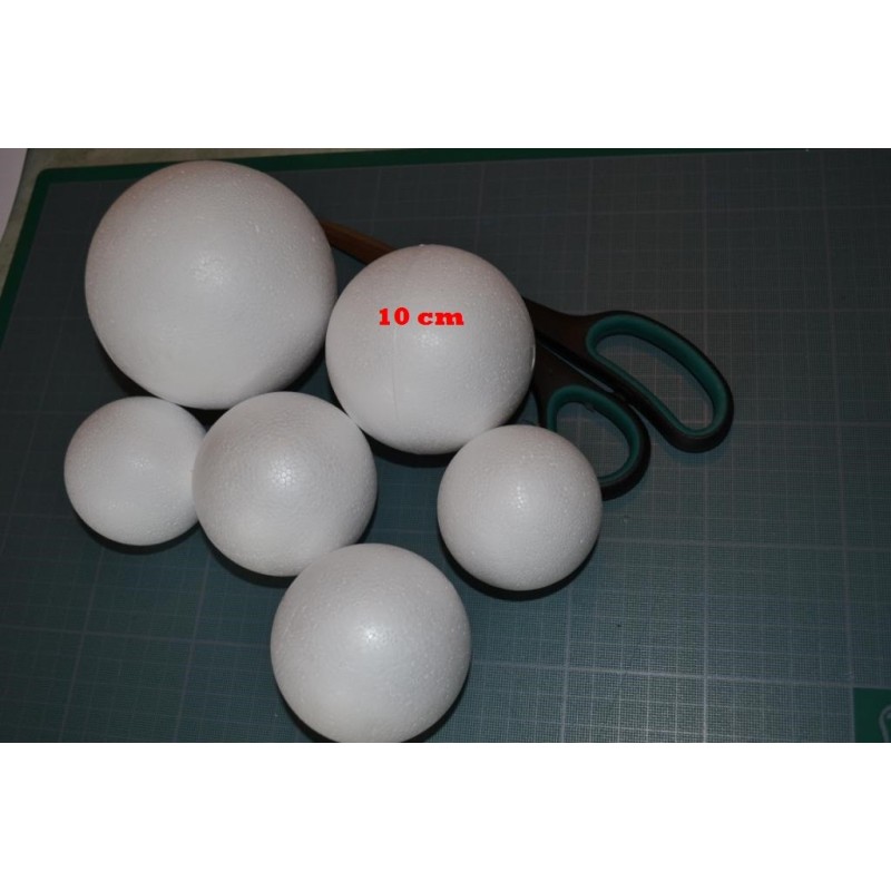 Boule polystyrène  (frigolite), légère et polyvalente (10 cm) vendue à l'unité