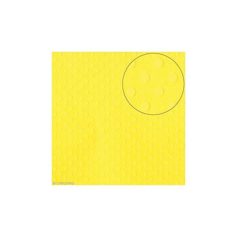 Papier à pois (Coloris Uni) Feuille  à l'unité Jaune Citron "Lemon Zest" (30,5 x30,5 cm)