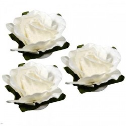 Fleurs en papier, Roses Blanches, Embellissement  15 mm (sachet de 15 fleurs)