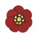 Fleur Artisanale en simili cuir Rouge 100 % fait main  (Vendue à l'unité) (3 cm environ)