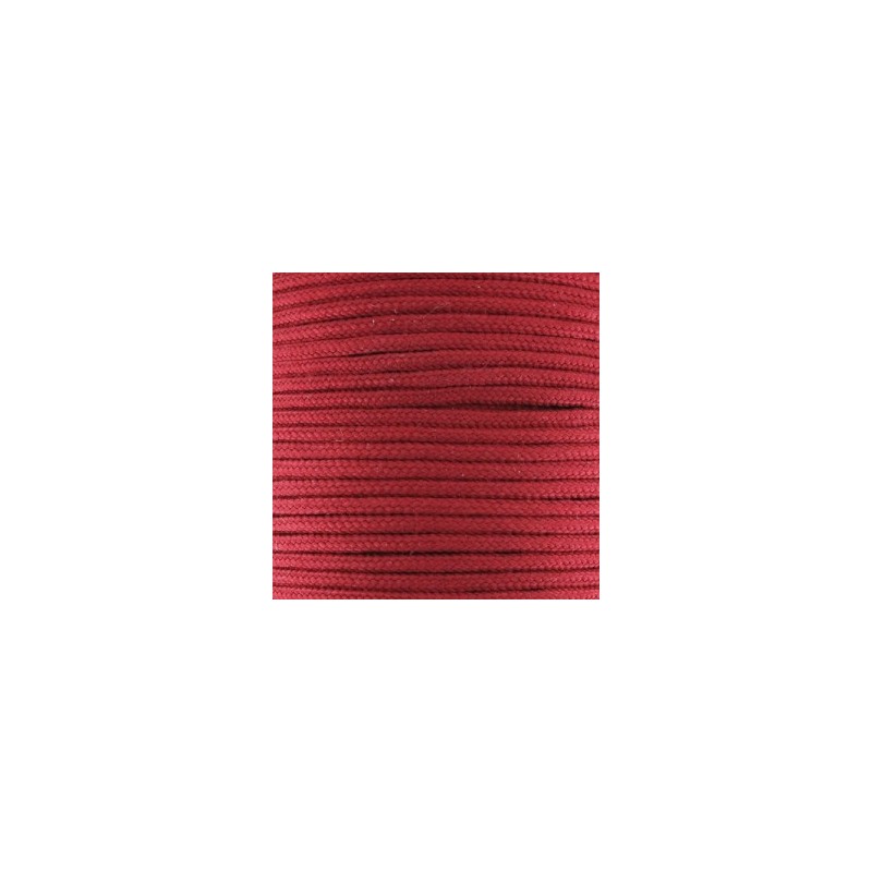 Fil TRESSE de SOIE Rouge 1.5 mm - Vendu au mètre