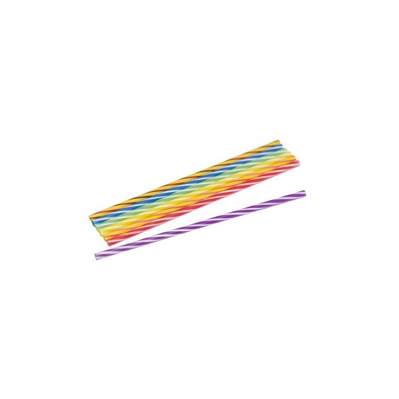 Pailles droites Berlingot (long 21 cm, diam 5 mm) couleurs assorties (lot de 40)