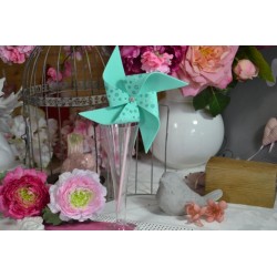 Pailles droites style Shabby Chic petites fleurs en papier cartonné (lot 24)