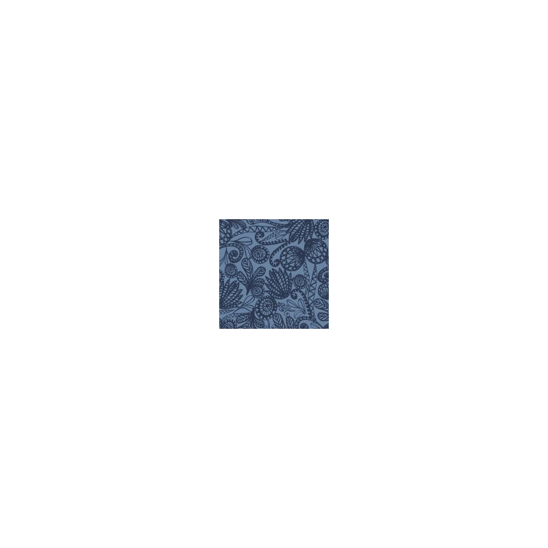 Coupon Tissu imprimé Floral Fond bleu clair 70 x 50 cm (vendu à l'unité)