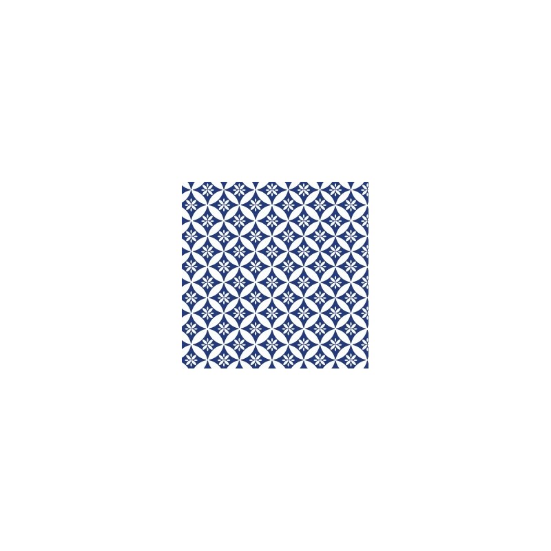 Coupon Tissu imprimé esprit Vintage "Tomettes" (Blanc & Bleu)  70 x 50 cm (vendu à l'unité)