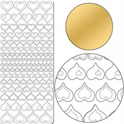 Planche stickers Peel Off  Coeurs dorés pointillés (10 cm x 23 cm)