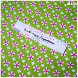 Tissu Coton Bio collection Al&Co  "Kyoto" fond vert 35x50 cm (100 % Coton) style Girly