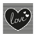 Tampon Clear Kit  set Acrylique, Coeur "Love" Rayures , 4,5 x 4,5 cm