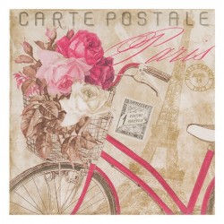 Serviette en papier motifs Vintage : "Carte Postale PARIS"  (vendue à l'unité)