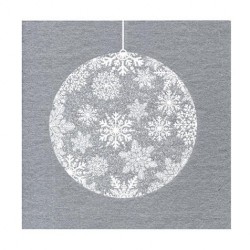 Serviette en papier motifs "Boule de Noël" effet Argenté  (vendue à l'unité)  40 x 40 cm