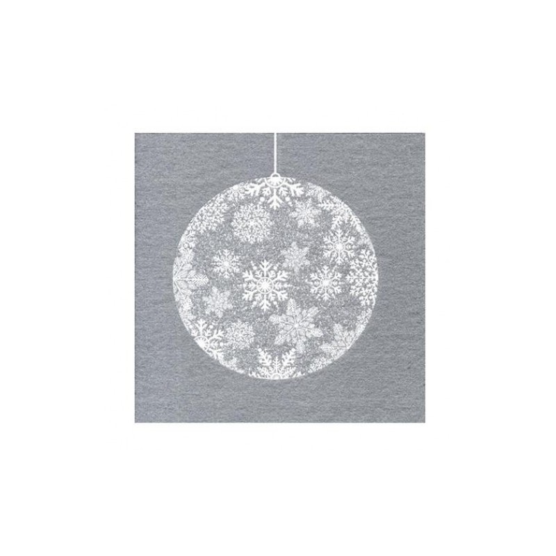 Serviette en papier motifs "Boule de Noël" effet Argenté  (vendue à l'unité)  40 x 40 cm