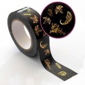 Ruban adhésif Masking Tape S/Noir Feuilles métallisées dorées
