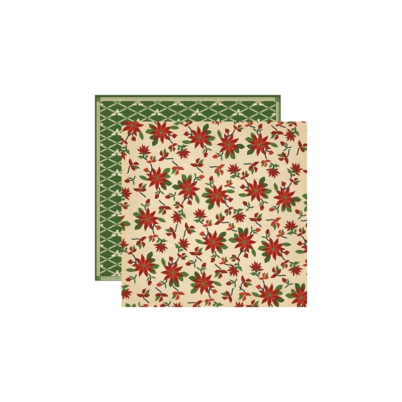 Papier Scrap Double Esprit de NOEL "Poinsettias" 30.5 X 30.5 CM - 1 feuille avec imprimé Recto Verso Papier Scrap Double Esprit de NOEL "Poinsettias" 30.5 X 30.5 CM - 1 feuille avec imprimé Recto Verso