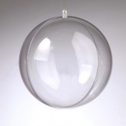 Boule décorative plastique transparent grand modèle (diamètre 16 cm) séparable, vendu à l'unité