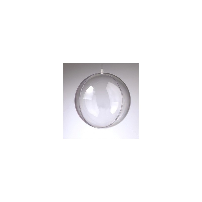 Boule décorative plastique transparent grand modèle (diamètre 16 cm) séparable, vendu à l'unité