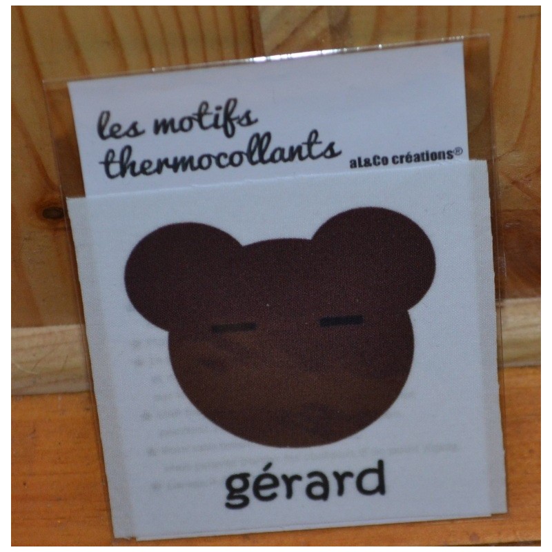 Motif thermocollant  à appliquer ourson "Gérard"