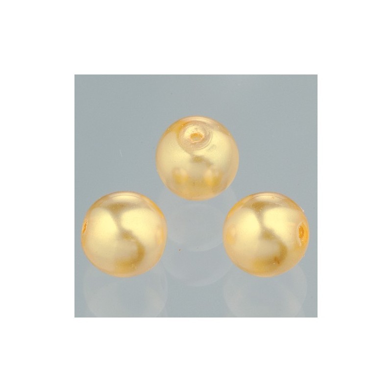 Perles ronde  Luster verre ciré effet nacré Doré "CHAMPAGNE"  8 mm (20 pièces)