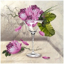Image 3 D  Fleur "Martini Flower"  30 x 30 cm (vendue à l'unité) pour tableau selon technique du 3D