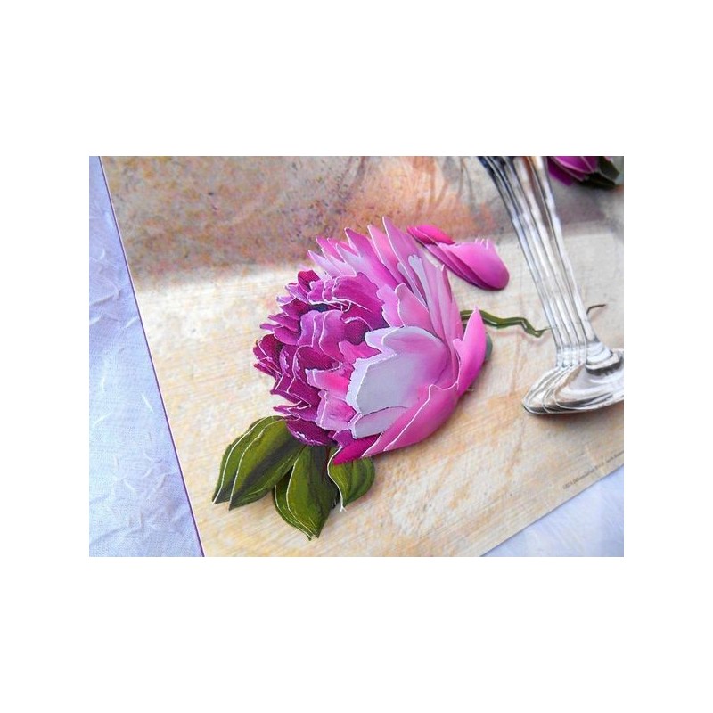 Image 3 D  Fleur "Martini Flower"  30 x 30 cm (vendue Ã  l'unitÃ©) pour tableau selon technique du 3D