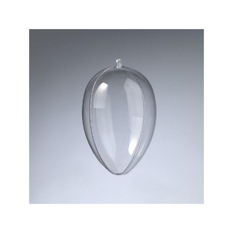 Oeuf en plastique 12 cm séparable (pour décoration à suspendre ou contact alimentaire) Oeuf en plastique 12 cm séparable (pour décoration à suspendre ou contact alimentaire)