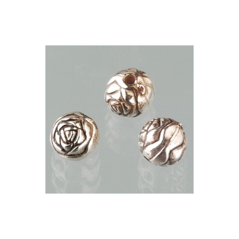 Perles  Mini Roses "Antique argentée" Rose 5 mm (sachet : 3 pièces)