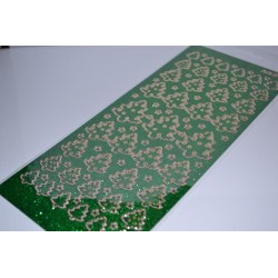 Planche stickers  Peel Off Couronnes de Houx motifs dorés sur fond Vert (10 cm x 23 cm)