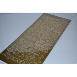 Planche stickers  Peel Off  Ecritures dorées XL  Joyeux NOEL fond doré (10 cm x 23 cm)