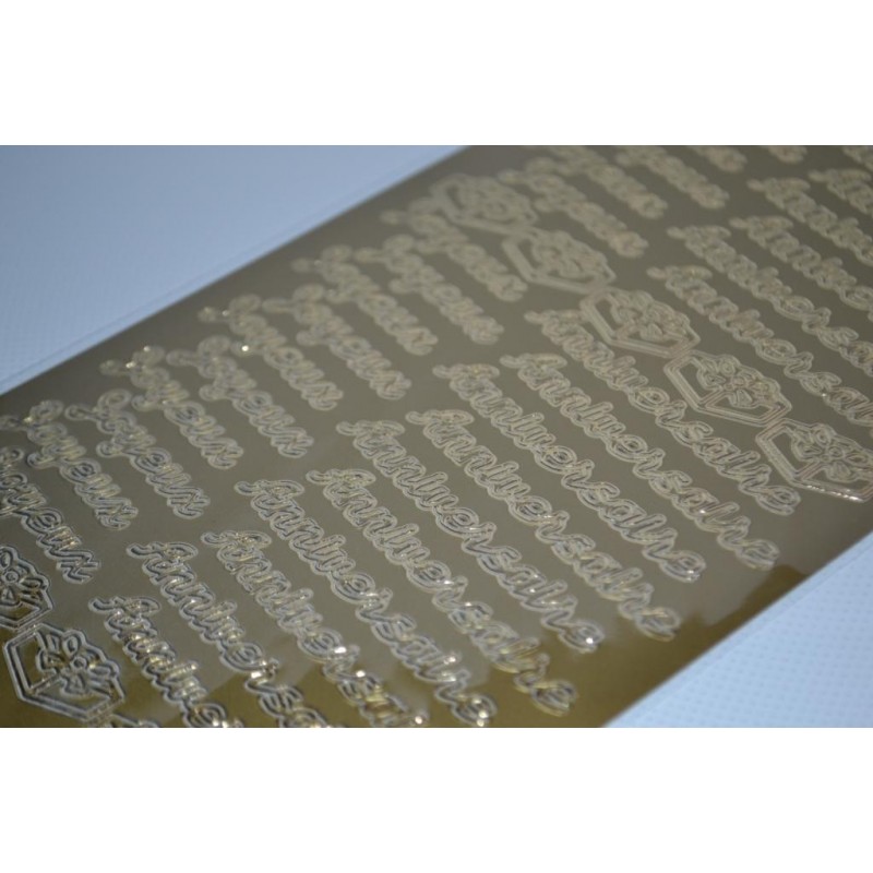 Planche stickers Peel Off Ecritures Dorées Joyeux Anniversaire fond Doré Mat (10 cm x 23 cm) Planche stickers Peel Off Ecritures Dorées Joyeux Anniversaire fond Doré Mat (10 cm x 23 cm)