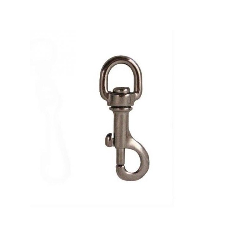 Mousqueton Fermoir 50 mm à embout  nickelé avec anneau porte-clés (vendu à l'unité)