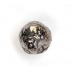 Perle Ronde argentée légère effet antique plastique,  18mm  (vendue à l'unité)
