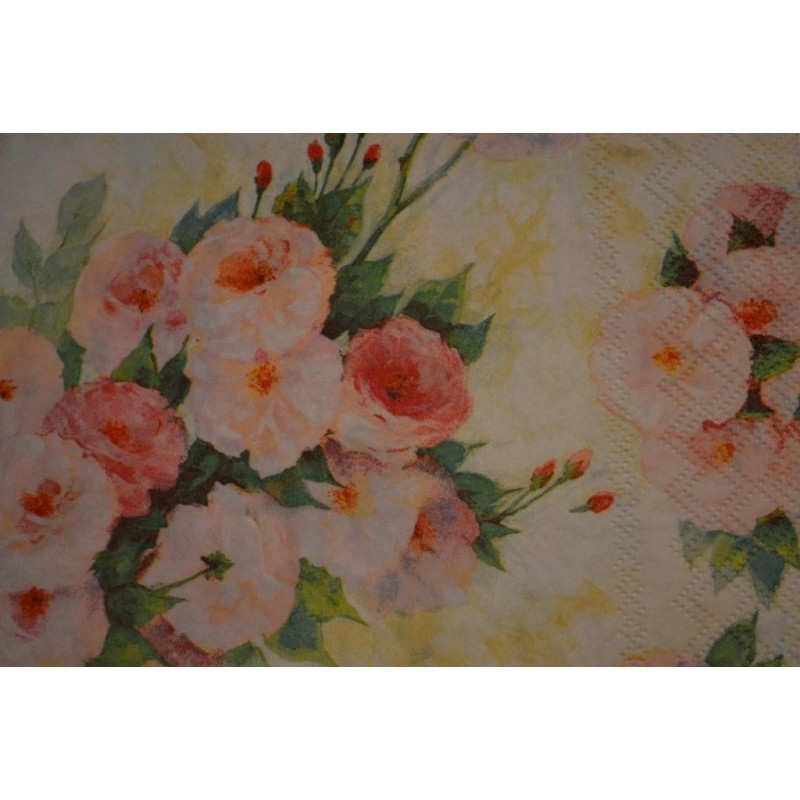 Serviette en papier motifs "Bouquet d'Oeillets"   (vendue à l'unité)  33 x 33cm