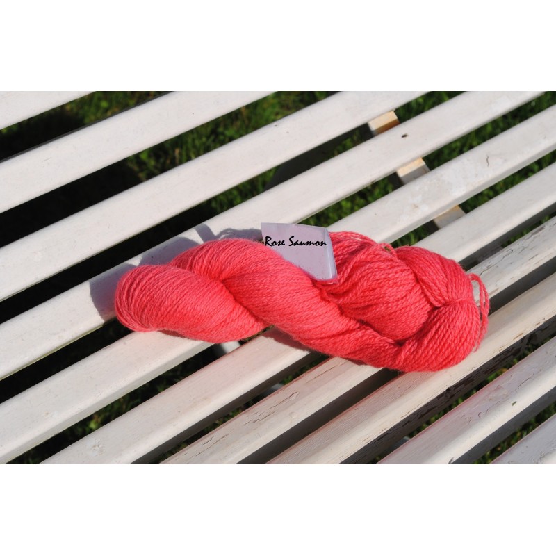Laine à Tricoter/Crocheter & plus, Coloris : Rose Saumon 100% laine BIO de mouton (Echeveau : 100 gr, 400 m de fils)