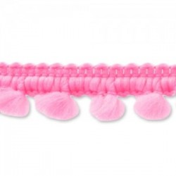 Ruban mini pompon Rose Fluo vendu par 50 cm (Utilisation : couture, Bracelet,décoration...)