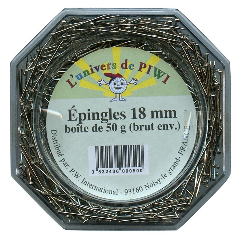 Epingles Clous Argenté pour sequins  18 mm (vendue boîte de 50 gr)