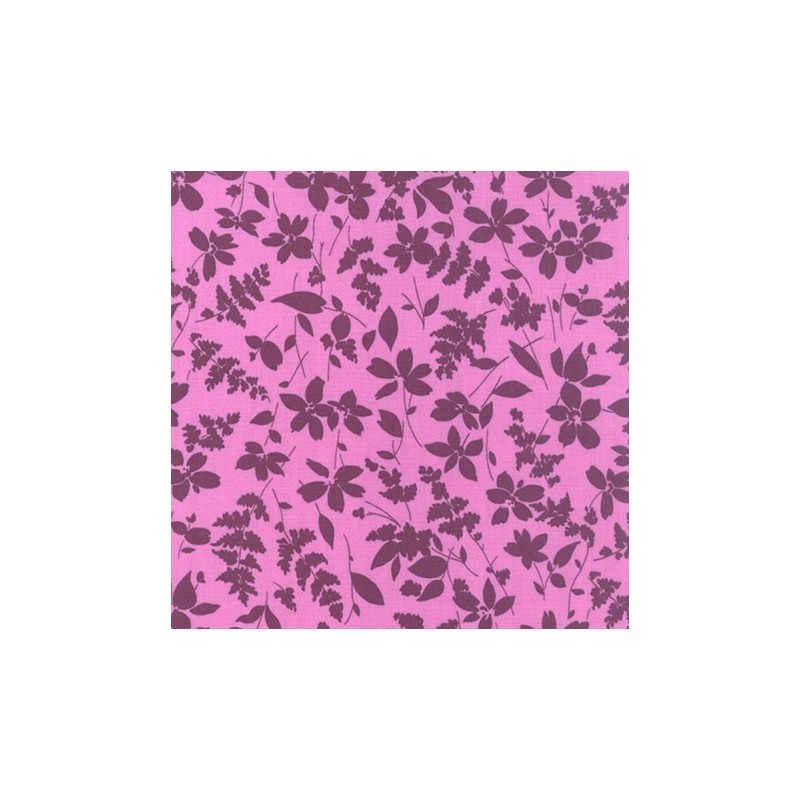 Tissu Coton imprimé " Petites fleurs des Prés et Feuillage" Violet ton sur ton (1,20 m x1,20 m) 100% coton