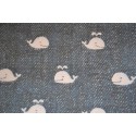 Tissu coton aspect jean Baleine l: 110 cm vendu par 10 cm