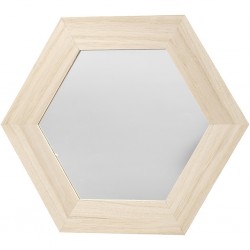 Miroir Hexagonal, bois clair brut (26x26 cm), à décorer