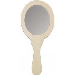 Miroir à Main, forme ovale bois clair brut (23x24 cm), à décorer