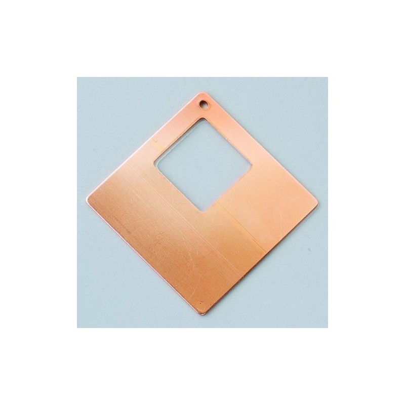 Pendentif support carré 1 trou  en Cuivre pour  Création de Bijoux Efcolor