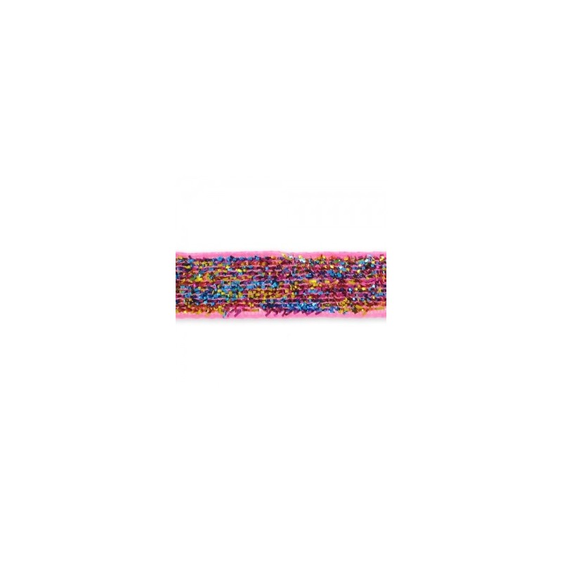 Ruban synthétique pailleté multicolore 10 mm  (2 m) (Utilisation : couture, Bracelet, décoration...)