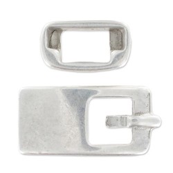 Fermoir boucle forme carré coloris argent vieilli pour ceinture lacet 10 mm, Longueur 29 mm x 18 mm