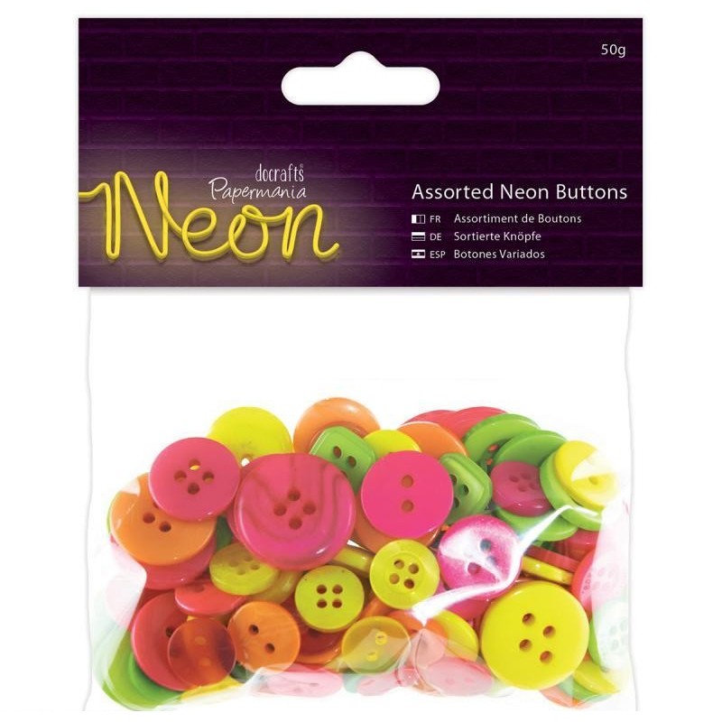 Boutons Neon Assortiment en sachet mélange rose/jaune/pistache/orange boutons à coudre ou à utiliser en  Mini Embellissement