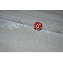 Perles en verre forme ronde fleuries fond rouge Peintes à la main (sachet : 2 pièces) (Copier)