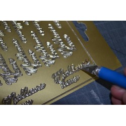 Planche stickers  Peel Off motifs Cadres Carrés Dentelle Doré pour carterie, embellissements