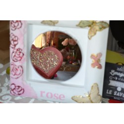 Serviette en papier motifs Coeur Végétal Roses  (vendue à l'unité,  30 x 30 cm)