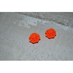 Perles très fines, forme bouton de Fleur dalhias, en résine, 15x8 mm, la taille du trou 1,5 mm,  lot de 2, couleur orange