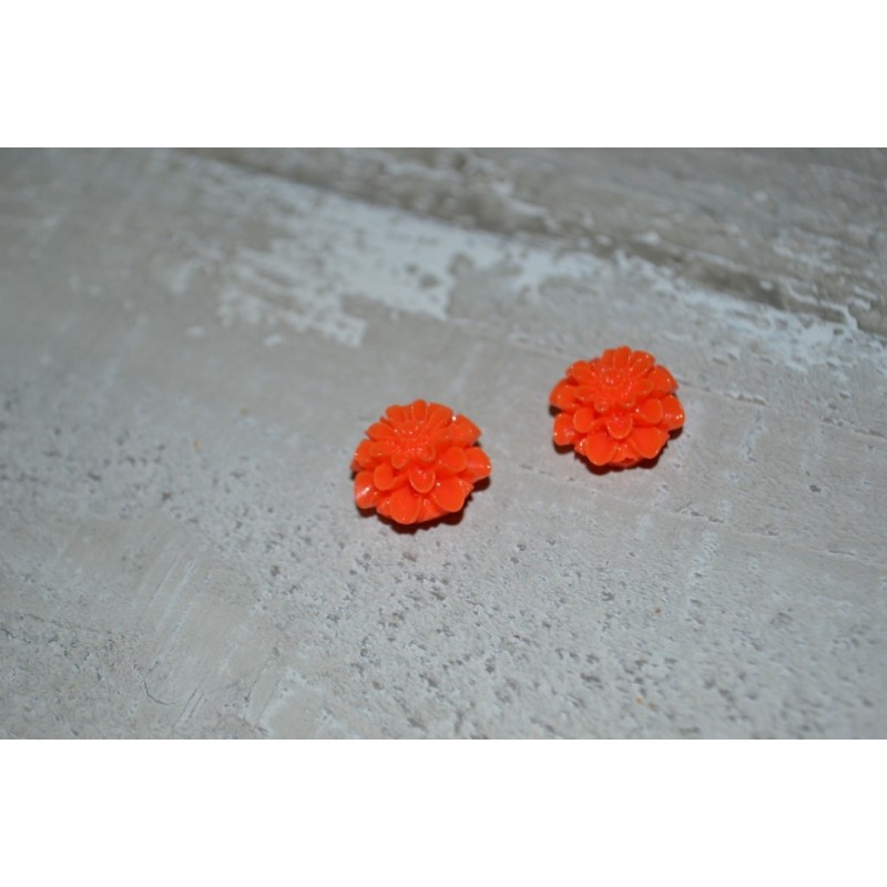 Perles très fines, forme bouton de Fleur dalhias, en résine, 15x8 mm, la taille du trou 1,5 mm,  lot de 2, couleur orange