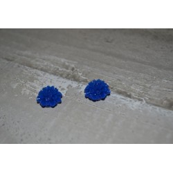 Perles très fines, forme bouton de Fleur dalhias, en résine, 15x8 mm, la taille du trou 1,5 mm,  lot de 2, couleur bleu mer